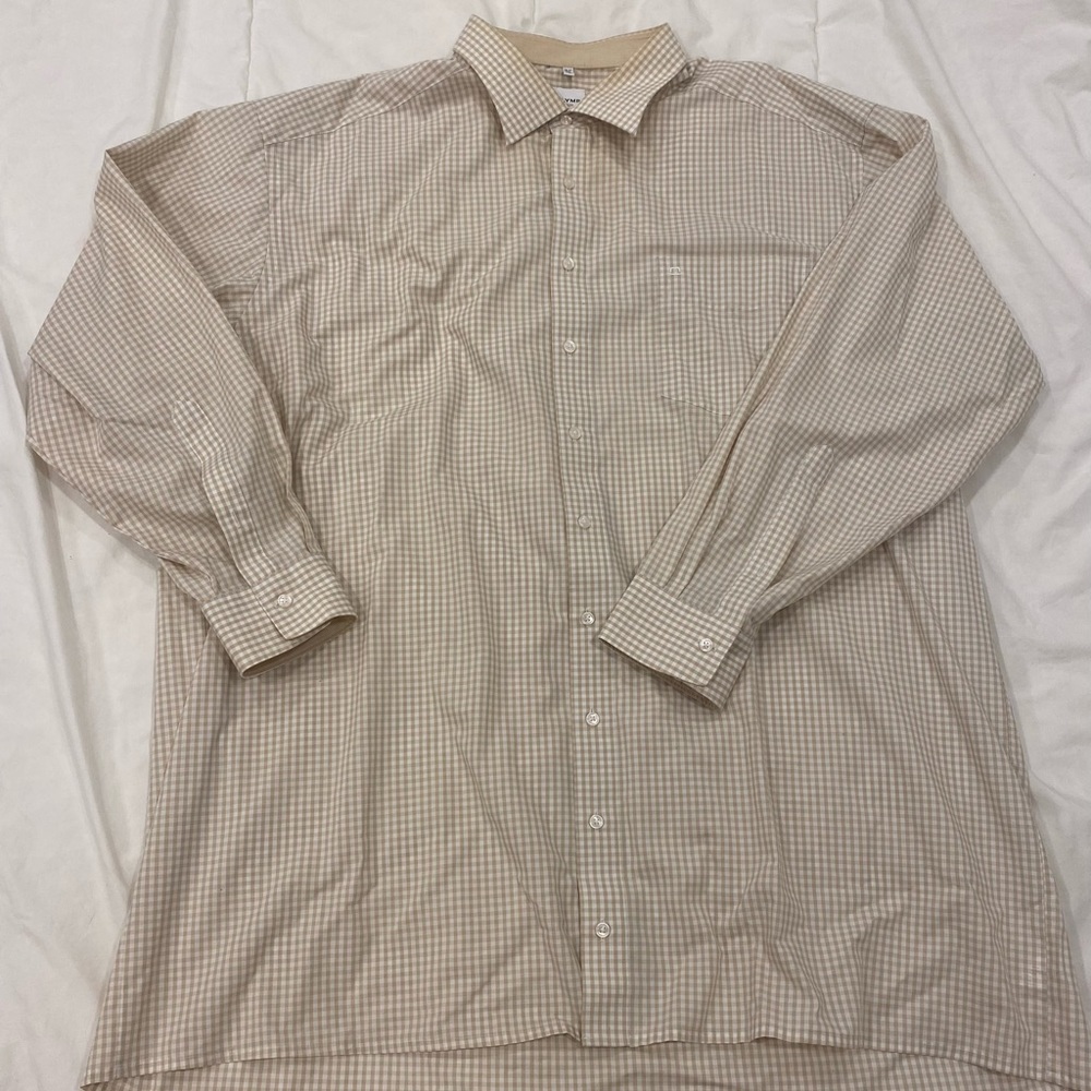 Olymp Luxor Checkered Long Sleeve Dress Shirt- Size 4XL